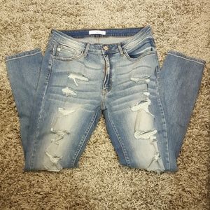 KanCan Super Distressed Light Wash Jeans, 13/30